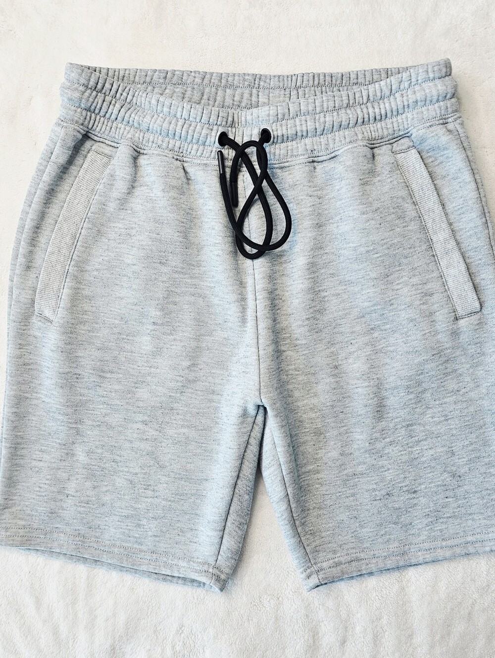 Athletex Light Gray Men's Fleece Drawstring Shorts- Size S